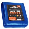 Tarpco Safety 12 ft L x 0.5 mm H x 12 ft W Heavy Duty 14 Mil Tarp, Blue, Polyethylene TS-105-12X12